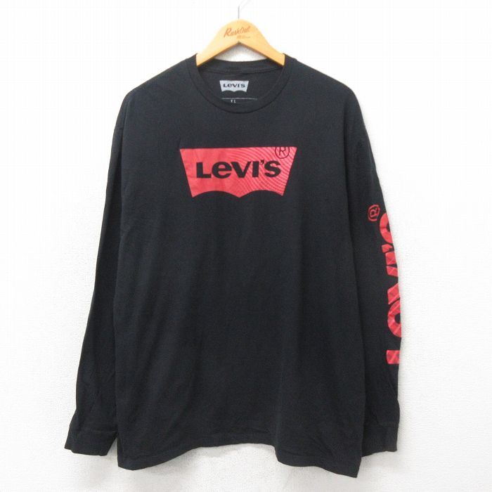 XL/古着 リーバイス Levis 長袖 Tシャツ メンズ ビッグロゴ コットン クルーネック 黒 ブラック 25may24 中古拍卖