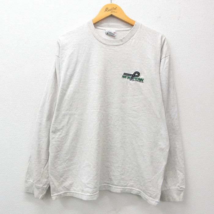 XL/古着 長袖 ビンテージ Tシャツ メンズ 90s NEW PENN 大きいサイズ コットン クルーネック グレー 霜降り 25apr19 中古拍卖