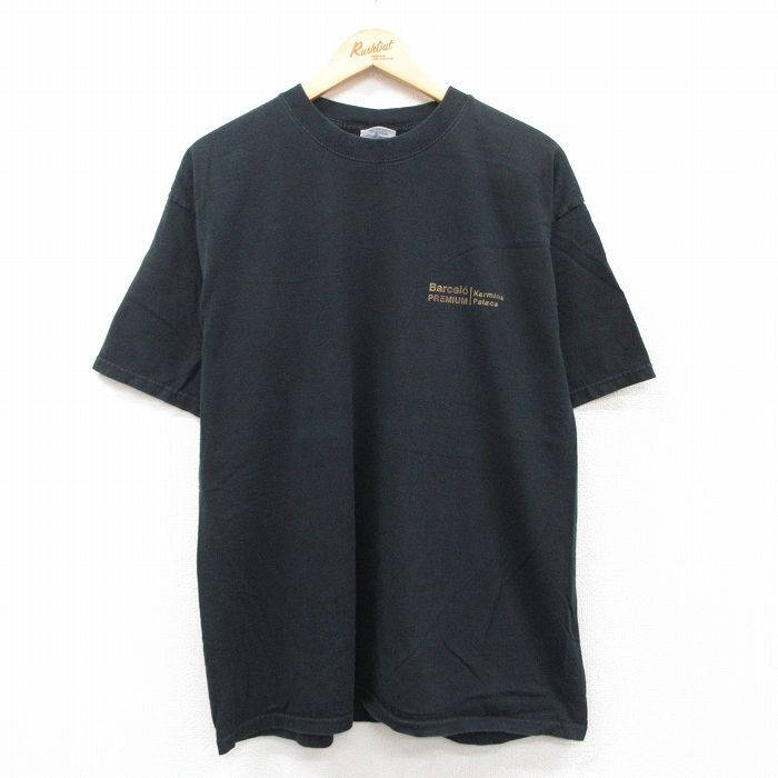 XL/古着 半袖 ビンテージ Tシャツ メンズ 00s Barcelo プレミアム コットン クルーネック 黒 ブラック 25may17 中古拍卖