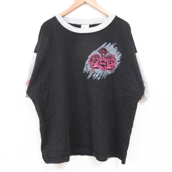 XL/古着 半袖 ビンテージ Tシャツ メンズ 90s 筋肉 大きいサイズ クルーネック 黒他 ブラック 25may26 中古拍卖