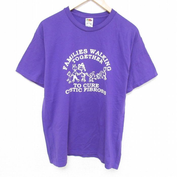 L/古着 フルーツオブザルーム 半袖 ビンテージ Tシャツ メンズ 00s ファミリー クルーネック 紫 パープル 25may27 中古拍卖