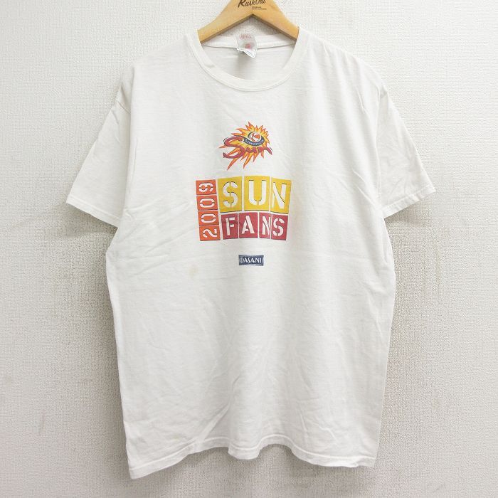 XL/古着 フルーツオブザルーム 半袖 ビンテージ Tシャツ メンズ 00s バスケットボール SUN FANS コットン クルーネック 白拍卖