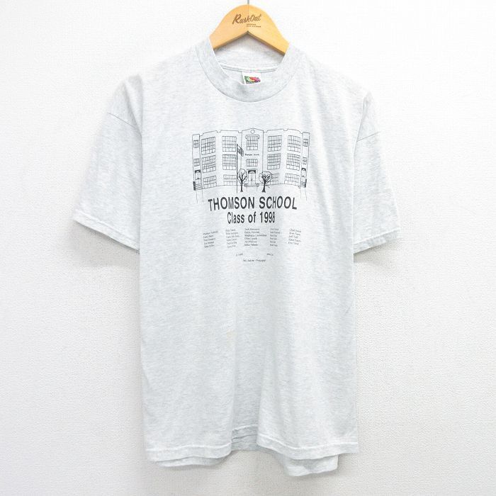 XL/古着 フルーツオブザルーム 半袖 ビンテージ Tシャツ メンズ 90s トムソンスクール クルーネック 薄グレー 霜降り 25may3拍卖