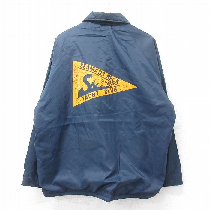 XL/古着 長袖 ナイロン ジャケット メンズ 90s YACHT CLUB ラグラン 紺 ネイビー 内側ボア 25sep16 中古 アウター ウインドブレーカー拍卖