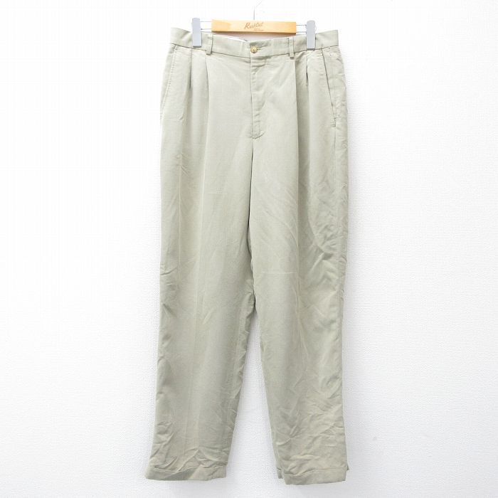 W32/古着 パンツ メンズ レーヨン ベージュ系 カーキ 25sep18 中古 ボトムス ロング拍卖