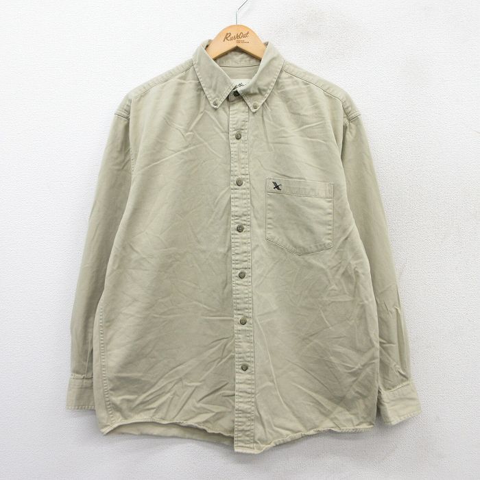 L/古着 エディーバウアー 長袖 ブランド シャツ メンズ 00s 鳥 コットン ボタンダウン ベージュ カーキ 25sep16 中古 トップス拍卖