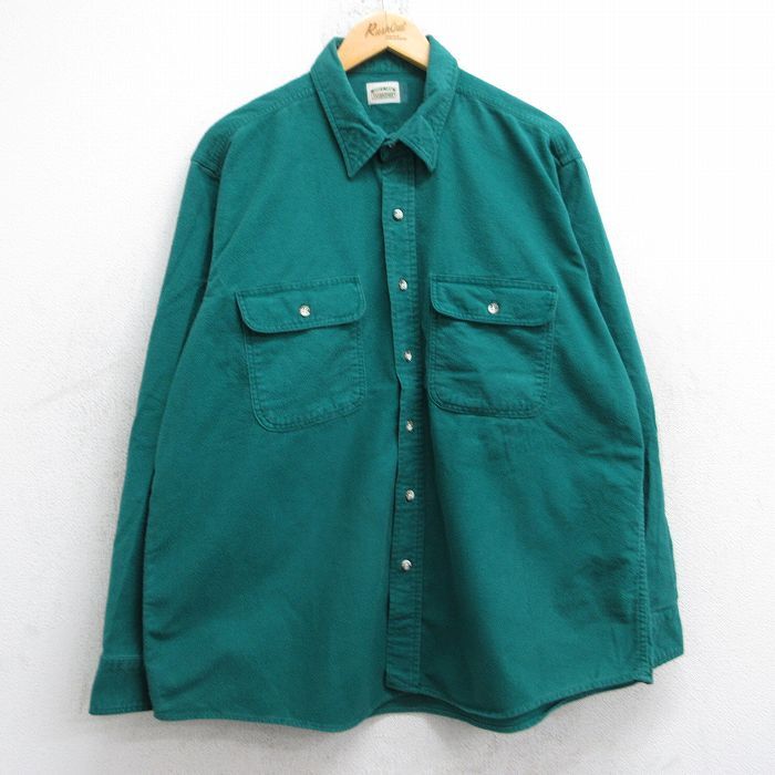 XL/古着 ファイブブラザー 長袖 フランネル シャツ メンズ 90s 大きいサイズ コットン 緑 グリーン 25sep16 中古 トップス拍卖