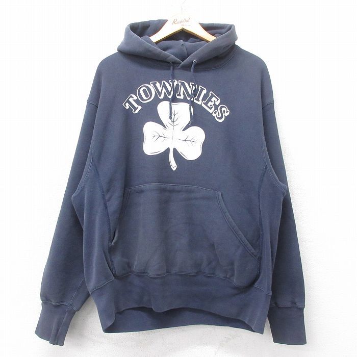 XL/古着 リー Lee 長袖 スウェット パーカー メンズ 00s TOWNIES クローバー 紺 ネイビー 25sep17 中古 スエット トレーナー トップス拍卖