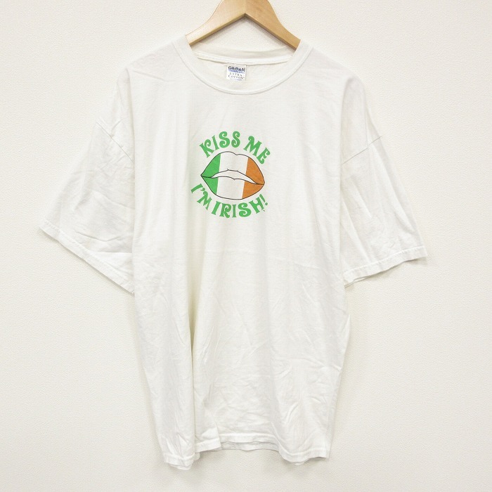 XL/古着 半袖 ビンテージ Tシャツ メンズ 00s キスミー 大きいサイズ コットン クルーネック 白 ホワイト 25sep16 中古拍卖