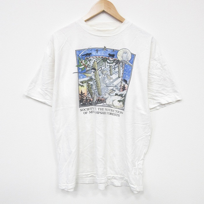 XL/古着 オニータ 半袖 ビンテージ Tシャツ メンズ 90s 鳥 大きいサイズ コットン クルーネック 白 ホワイト 25sep17 中古拍卖