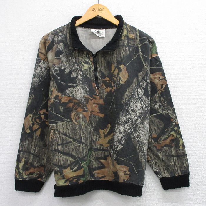 XL/古着 ブラックマウンテン 長袖 ハーフジップ ハンティング ジャケット メンズ 90s モッシーオーク 大きいサイズ 黒他 ブラック 迷彩 25s拍卖