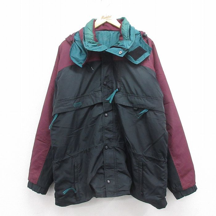 XL/古着 コロンビア 長袖 ジャケット パーカー メンズ 90s Eclipse ロング丈 ツートンカラー 黒他 ブラック spe 25sep24 中古 アウター拍卖