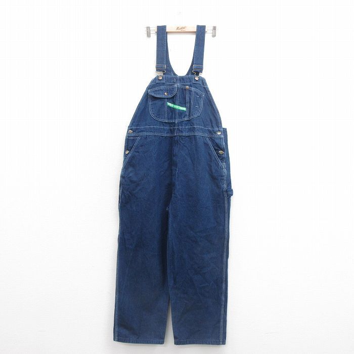 W43/古着 キー KEY オーバーオール メンズ 大きいサイズ 紺 ネイビー デニム 25sep20 中古 ボトムス拍卖