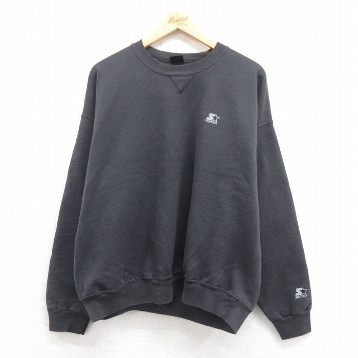 XL/古着 スターター 長袖 スウェット メンズ ワンポイントロゴ クルーネック 黒 ブラック 25sep25 中古 スエット トレーナー トップス拍卖