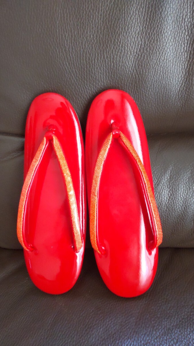 エナメル草履 かわいい赤色 Mサイズ拍卖