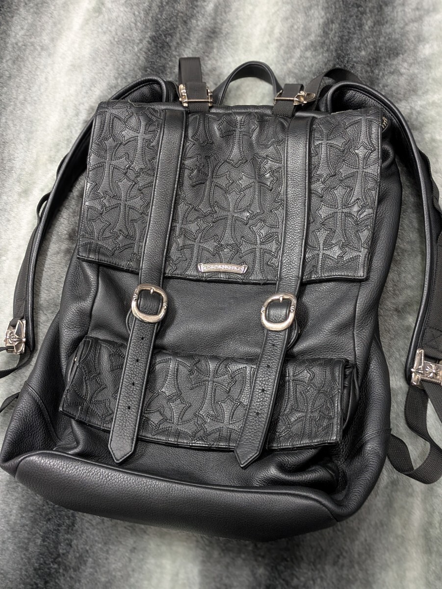 【インボイス付属の極上個体!!】クロムハーツ CHROME HEARTS Motoバックパック オールレザー クロスパッチ拍卖