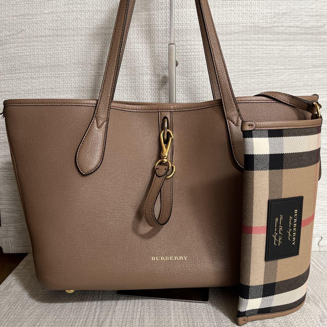 BURBERRY バーバリー 現行近 希少 ノバチェック トートバッグ ポーチ付き ピンク ゴールド金具 A4収納可ビジネスバック 通学鞄 拍卖