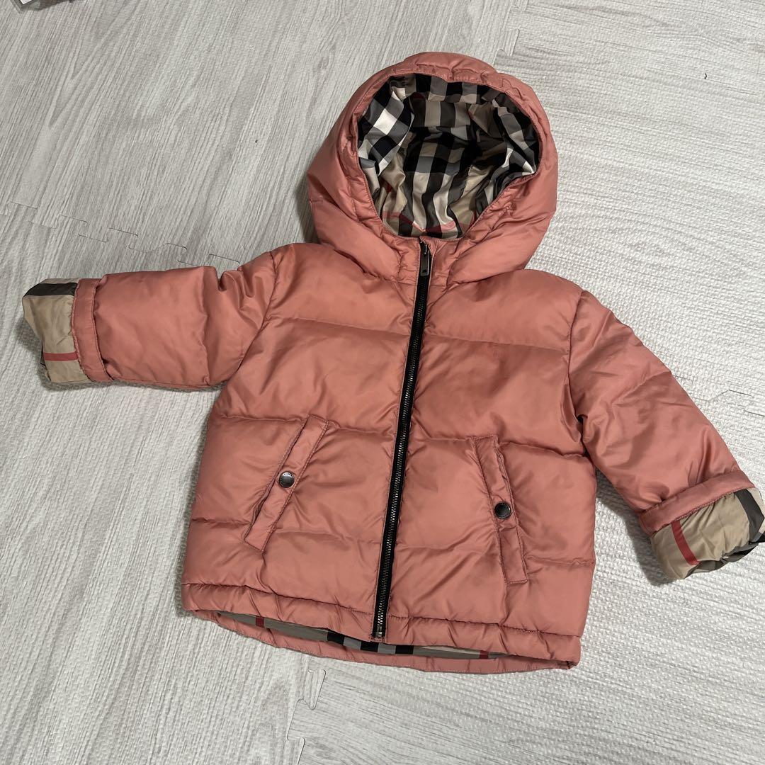 美品 Burberry Children バーバリー チルドレン ダウン 3y ピンク キッズ 女の子 98cm 95〜100  裏地、袖口ノバチェック  拍卖