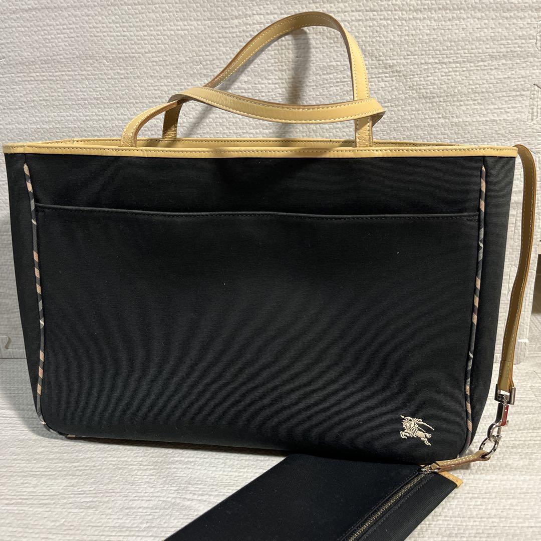 人気 Burberry BLUE label ブルーレーベル A4可 バーバリー ホースロゴ ノバチェック キャンバス トートバッグ ビジネスバック 通勤 通学鞄拍卖