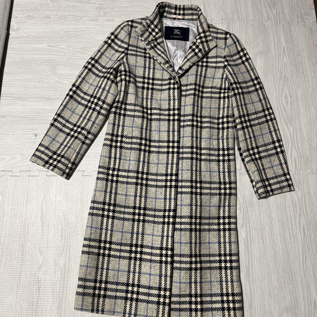 最高級品 BURBERRY LONDON バーバリーロンドン シャドーホース 総柄 ロングコート ノバチェック グレー メガチエック イタリア生地使用拍卖