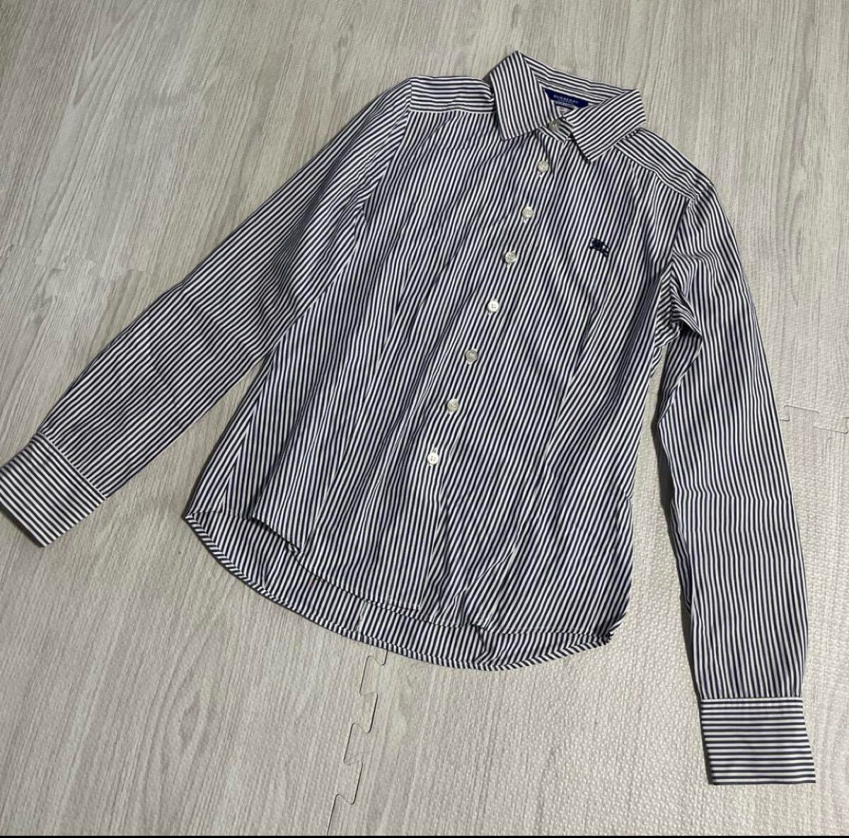 極美品【BURBERRY バーバリー ロンドン ブルーレーベル】ストライプシャツ 長袖 ホース刺繍 38 Mサイズ 拍卖