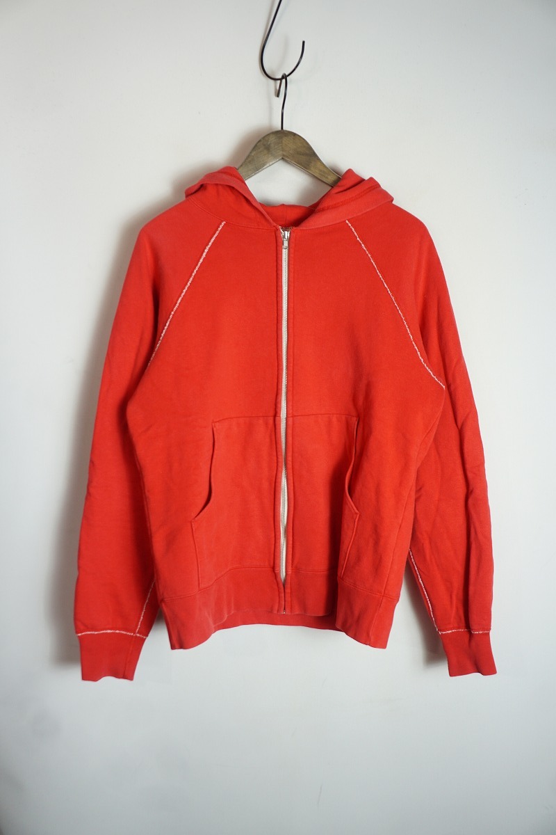 正規 TENDERLOIN テンダーロイン 裏地 サーマル フルジップ パーカー ラグラン ビンテージ 赤 S 314P★4拍卖