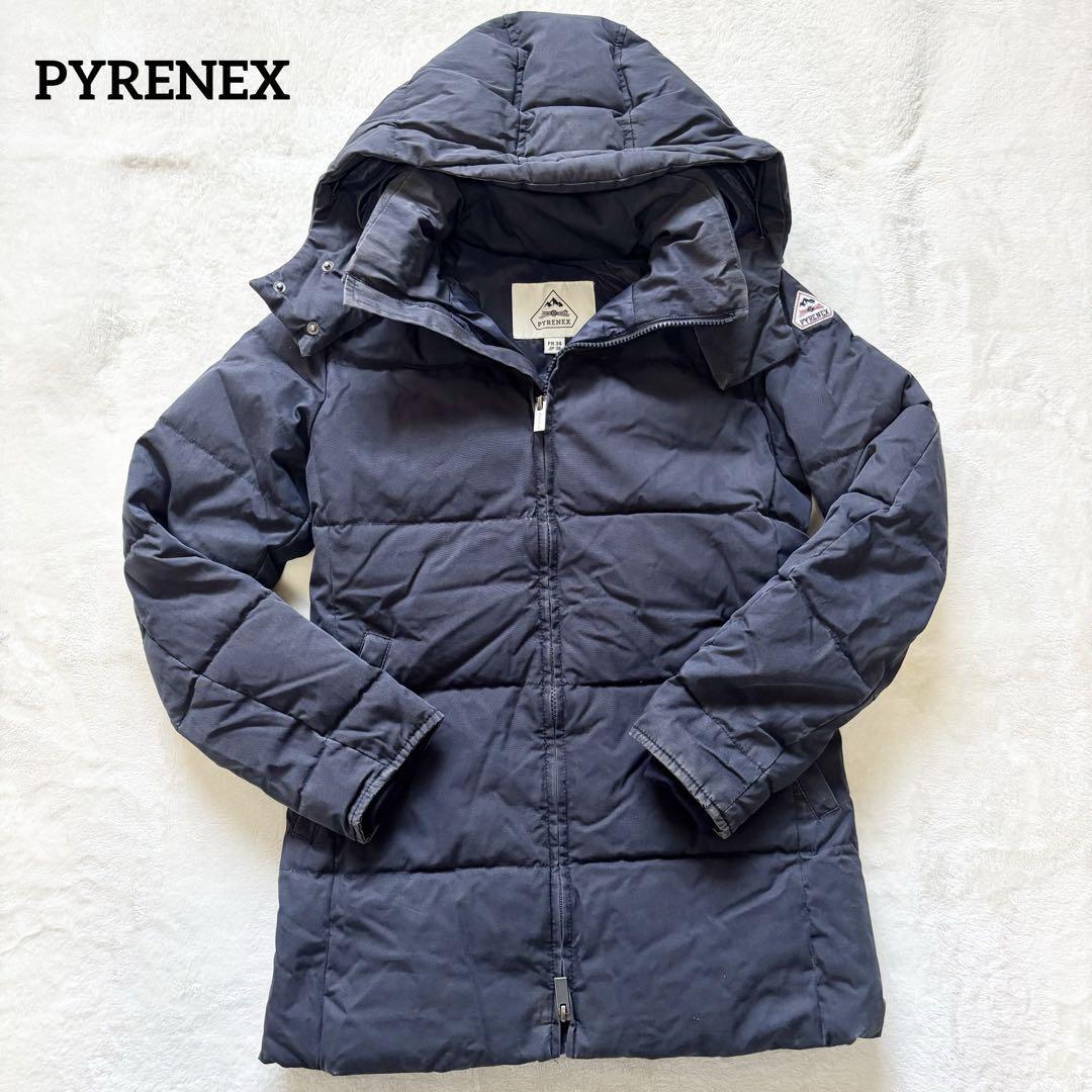 Pyrenex ピレネックス LILLE リール ダウンジャケット ネイビー 36 ワッペン レディース フーディー拍卖
