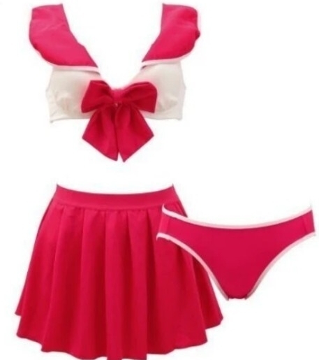 ☆新品★K6518★コスプレ セーラーガール レッド 3点セット=L拍卖