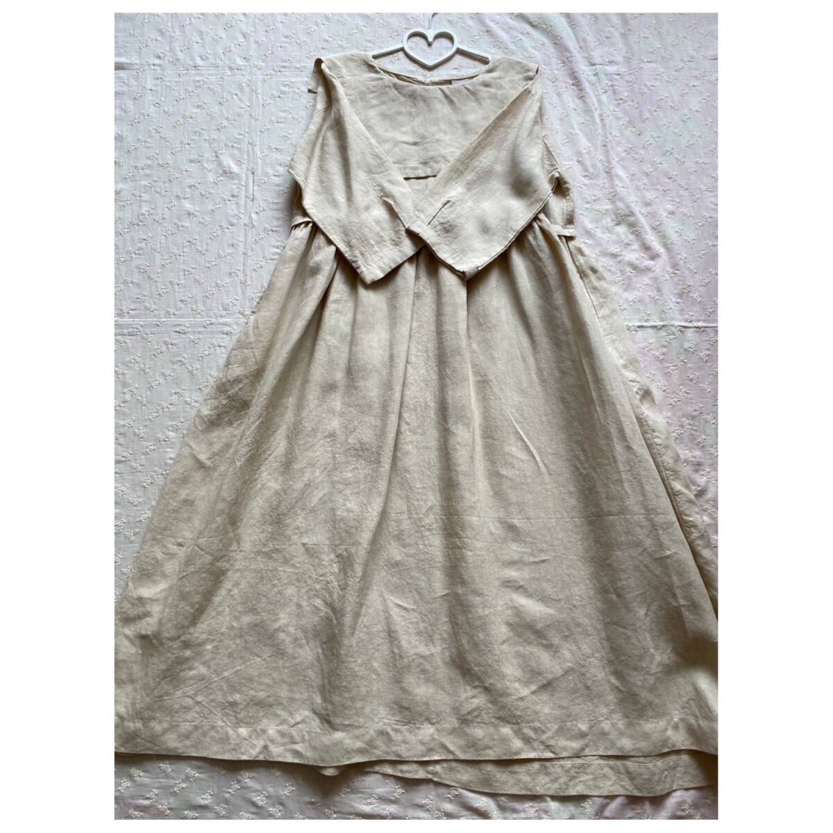 ツハル『リネンセーラー衿七分袖ワンピース』ベージュ 1回着新品同様 Samansa Mos2 サマンサモスモス SM2拍卖