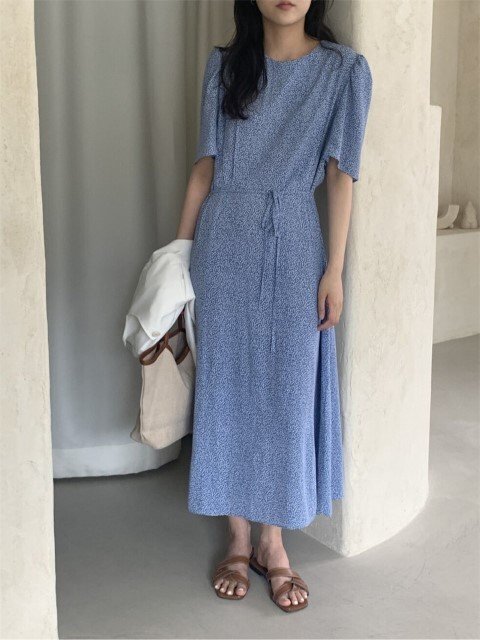 500円 同梱不可 韓国系 カジュアル系 おしゃれ ワンピース フリー ブルー拍卖