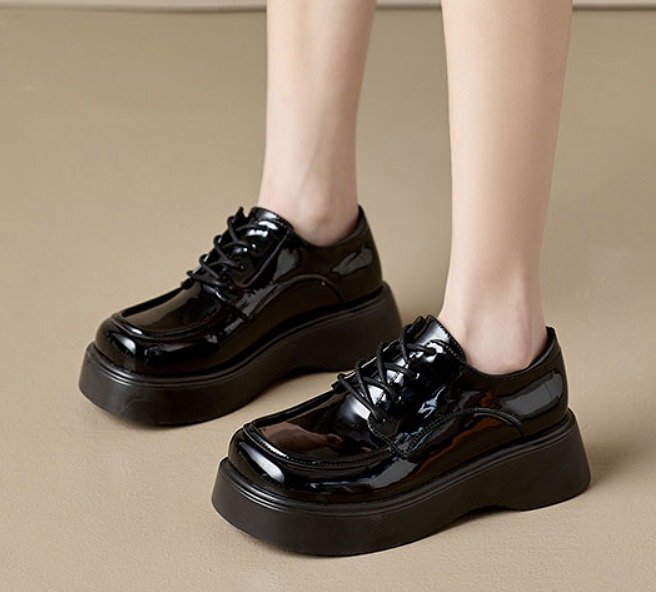 【高品質】スリッポン ローファー モカシン 厚底 厚底靴 プラットフォーム 無地 シンプル 35 ブラック拍卖