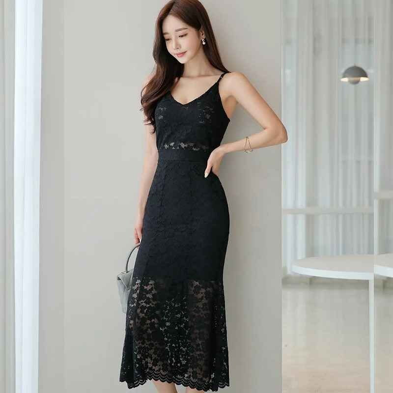 キャミソールワンピース フリル ロングワンピ きれいめ ノースリーブワンピ レース sweet系 M ブラック拍卖