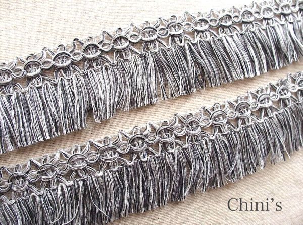 即決 ! 0.5mより フリンジブレード グレー ☆タッセル テープ エスニック ハンドメイド 手芸資材拍卖