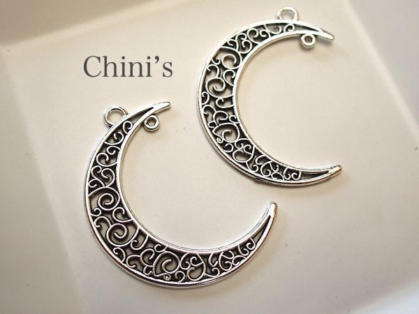 即決!! 1個 三日月透かしチャーム☆メタルパーツ☆ リンクチャーム 星拍卖