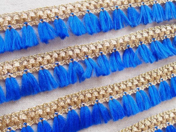 即決 ! 0.5m フリンジブレード 78 青☆トリム☆テープ 手芸用品 タッセルテープ拍卖
