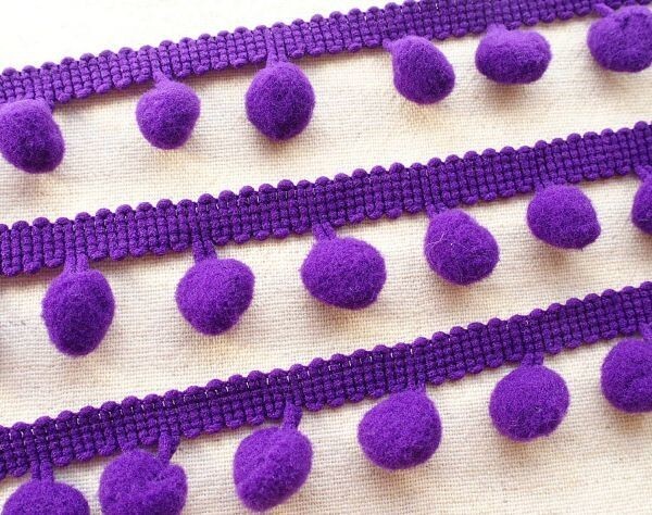 即決 0.5mより ポンポン ブレード 紫☆トリムテープ ボンボンテープ拍卖