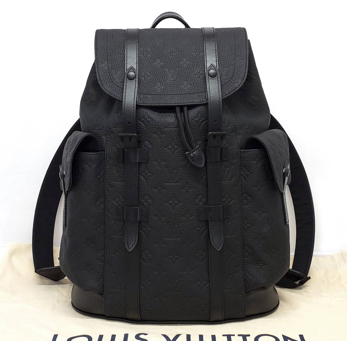 S263◆ほぼ未使用【ルイヴィトン】トリヨン モノグラム M55699 クリストファーMM リュックサック◆ICチップ確認済 バックパック メンズ 黒拍卖