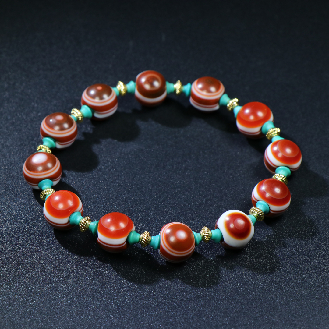 唐物 清 高古老瑪瑙唐球 纏絲瑪瑙手鏈 極細工 中国古玩 骨董品 古美味 D69拍卖