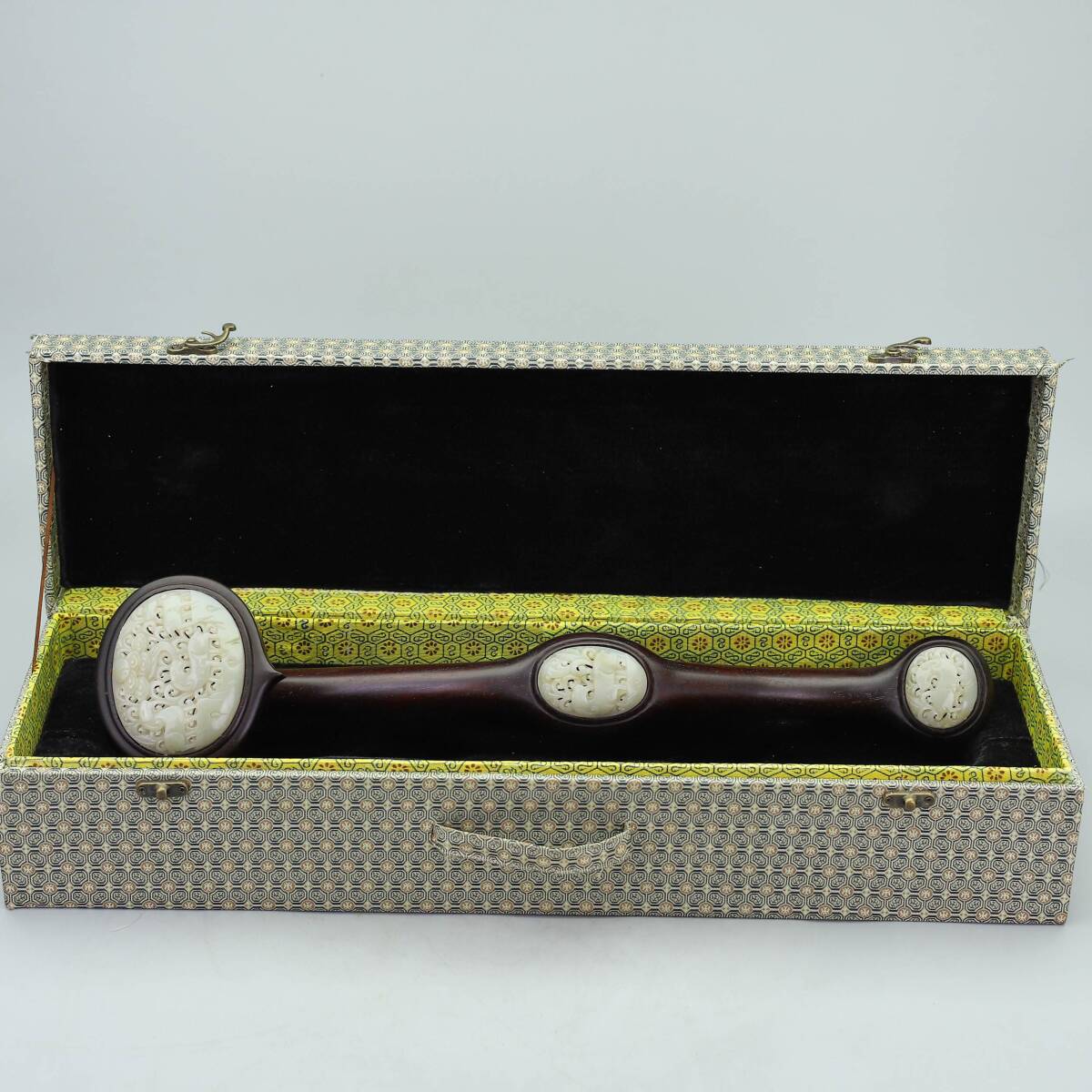 唐物 清 玉彫 和田玉 如意一根 極細工 中国古玩 骨董品 古美味 D69拍卖