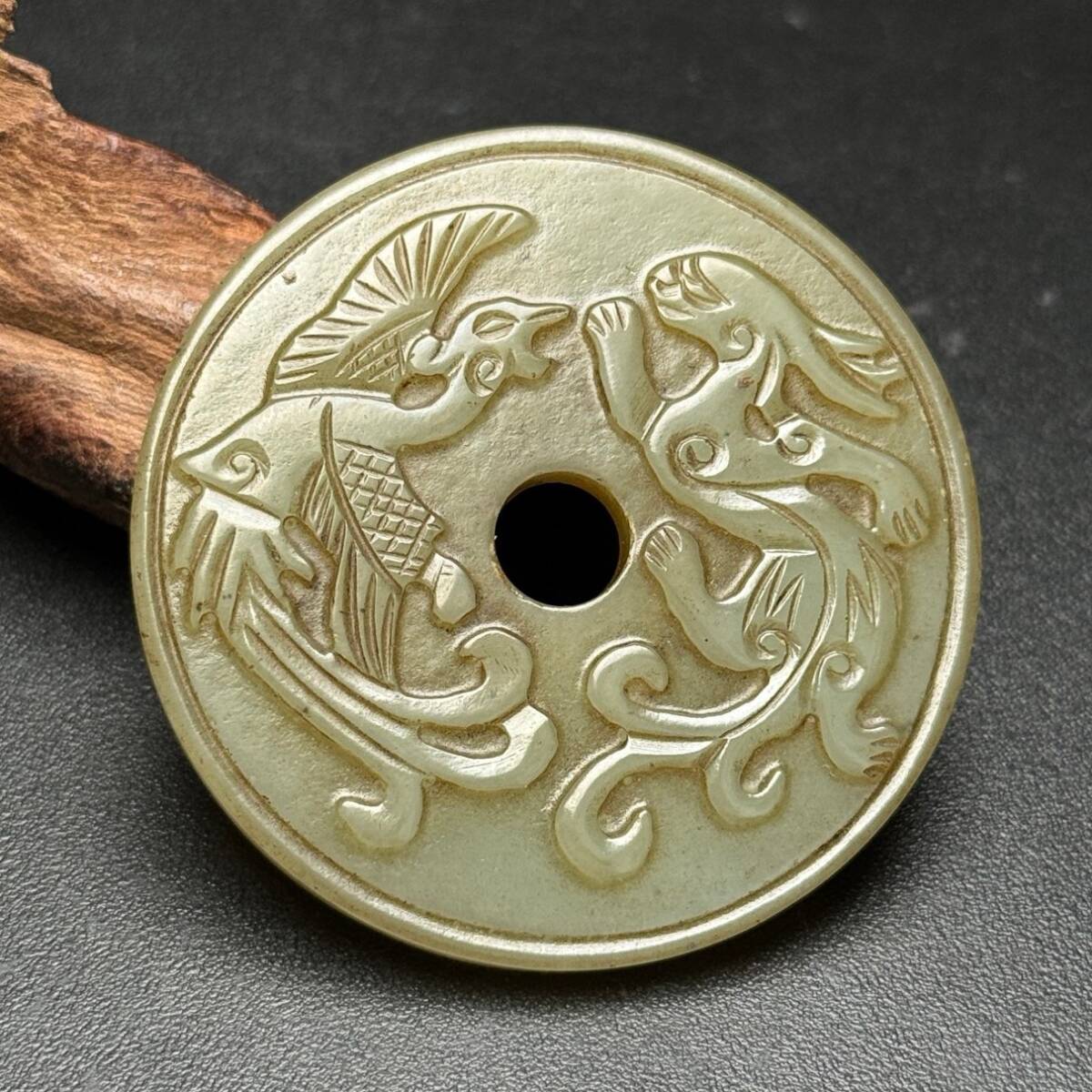 唐物 清 玉彫 和田玉 玉璧 龍鳳呈祥 吉祥如意 玉質温潤 包漿一流 極細工 中国古玩 骨董品 古美味 D69拍卖