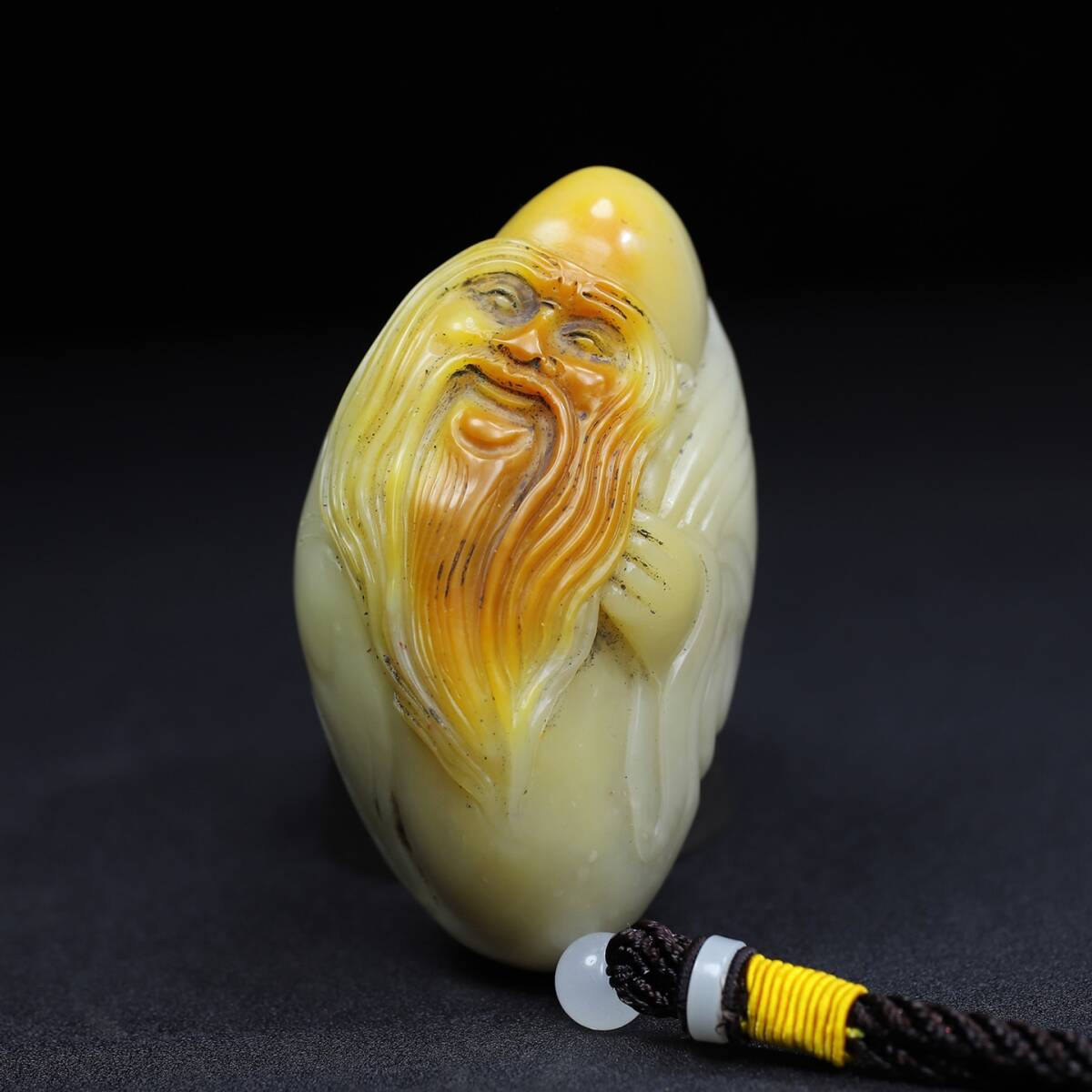 唐物 清 寿山石 寿星 手抓件 天然石 手彫 篆刻 極細工 中国古玩 骨董品 古美味 D69拍卖