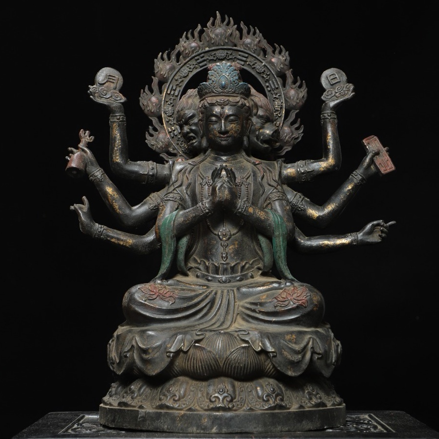 唐物 大明 永樂年製 銅拓金【斗姆元君】 仏像 奉納されていた 供養品 銅製品 銅器 極細工 古美術品 時代物 中国古玩 骨董品 D69拍卖