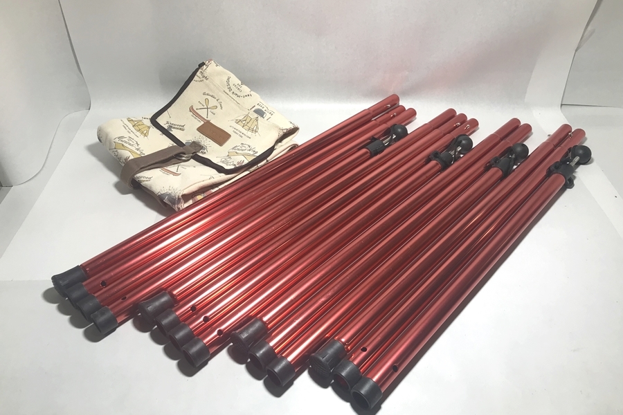 【送料無料】大阪)◆◆アルパインデザイン タープポール テントポール 180㎝ 2本 240㎝ 2本 テンマクデザインケース付き 留め具サビ有り拍卖