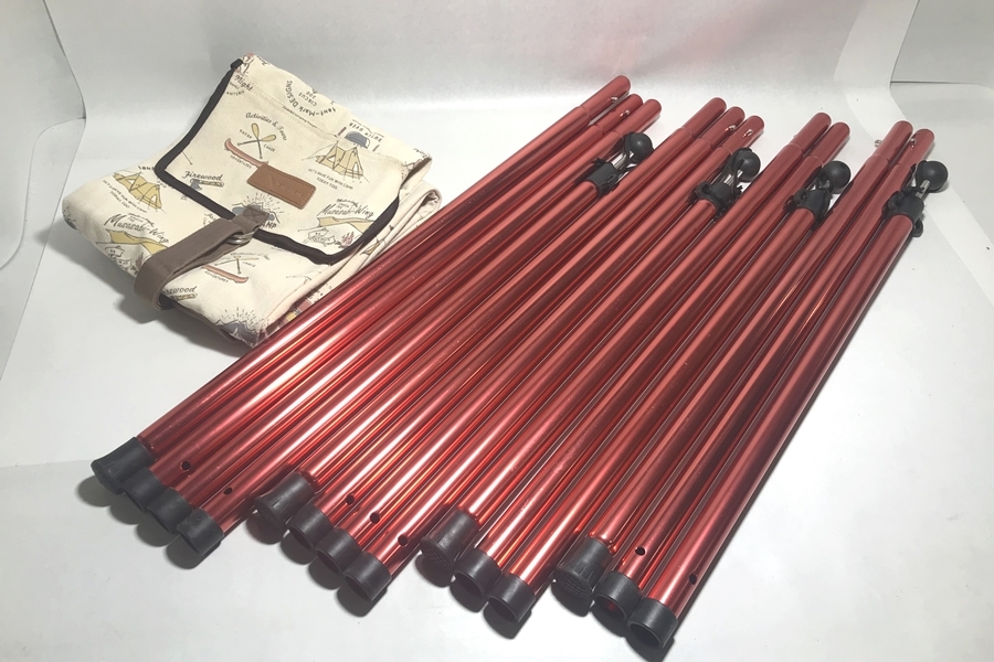 【送料無料】大阪)◆◆アルパインデザイン タープポール テントポール 180㎝ 2本 240㎝ 2本 テンマクデザインケース付き 留め具サビ有り拍卖