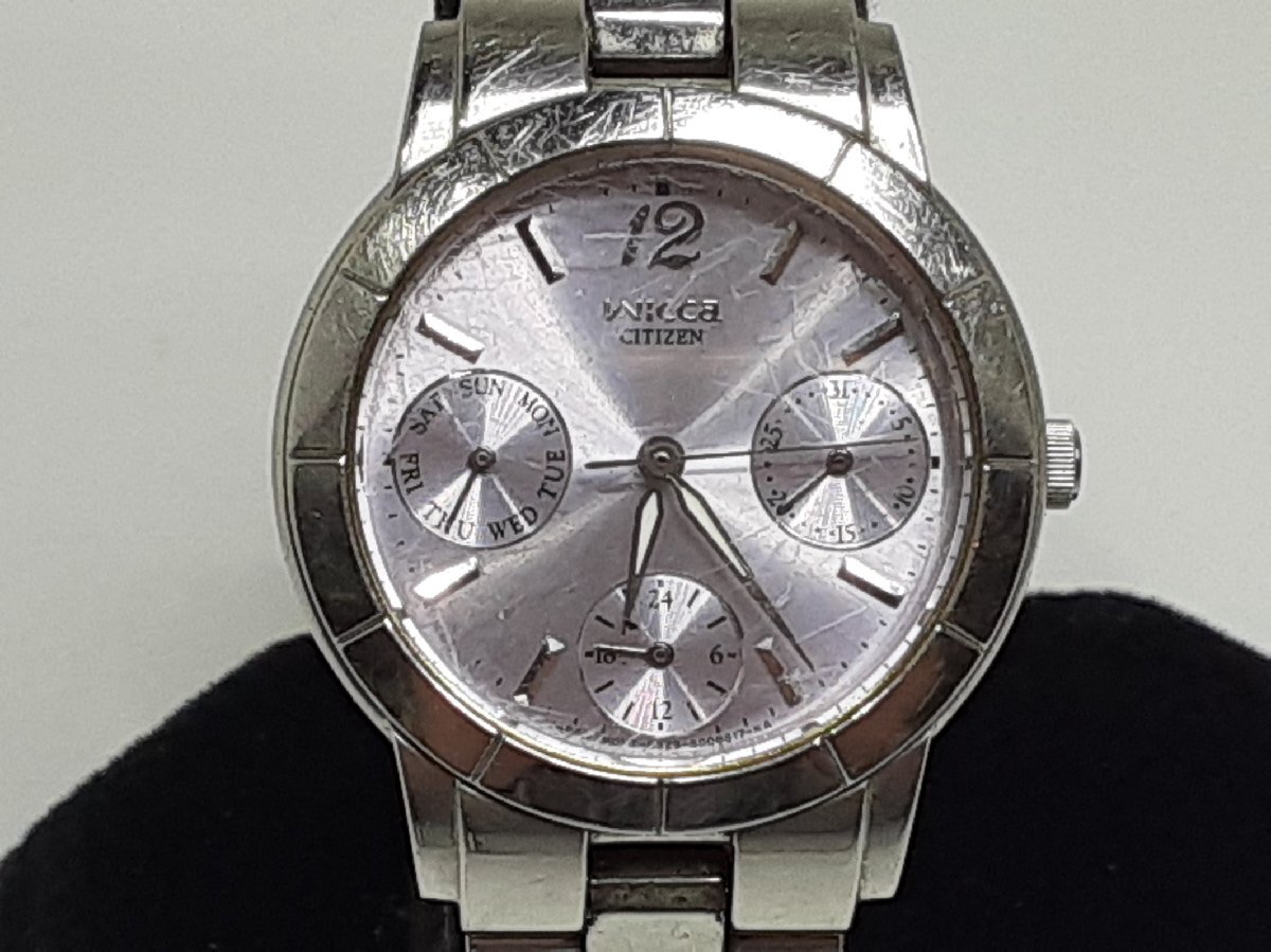 シチズン CITIZEN ウィッカ Wicca レディース 腕時計 6329-S004942 紫 パープル シルバー SS ブレス アナログ クォーツ 【中古】 ht5441拍卖