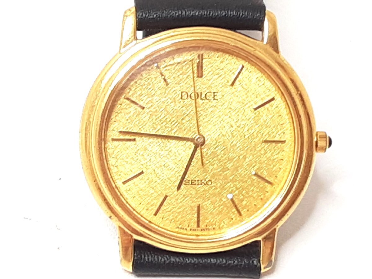 セイコー SEIKO ドルチェ メンズ 腕時計 8N41-6290 ゴールド 黒 SS GP レザー ブレス クォーツ DOLCHE 【中古】 ht4743拍卖
