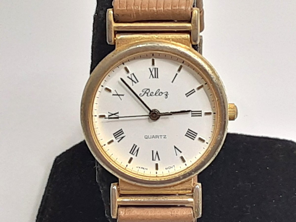 レロー RELOJ レディース 腕時計 白 ホワイト ベージュ SS 合成皮革 ブレス アナログ クォーツ QZ ウォッチ 【中古】 ht5510拍卖