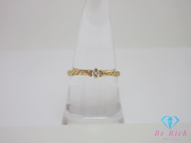 K18 YG ダイヤモンド 0.06ct 付 デザイン リング 指輪 17.5号 イエローゴールド 18金 750 メレ ジュエリー アクセサリー【中古】th13394拍卖