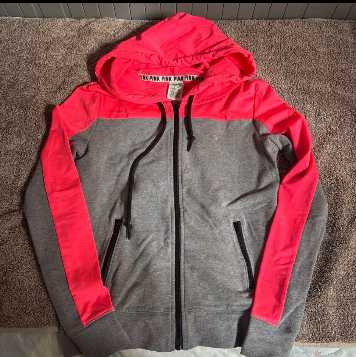 PINK フルジップパーカー XS グレー / ピンク XS拍卖