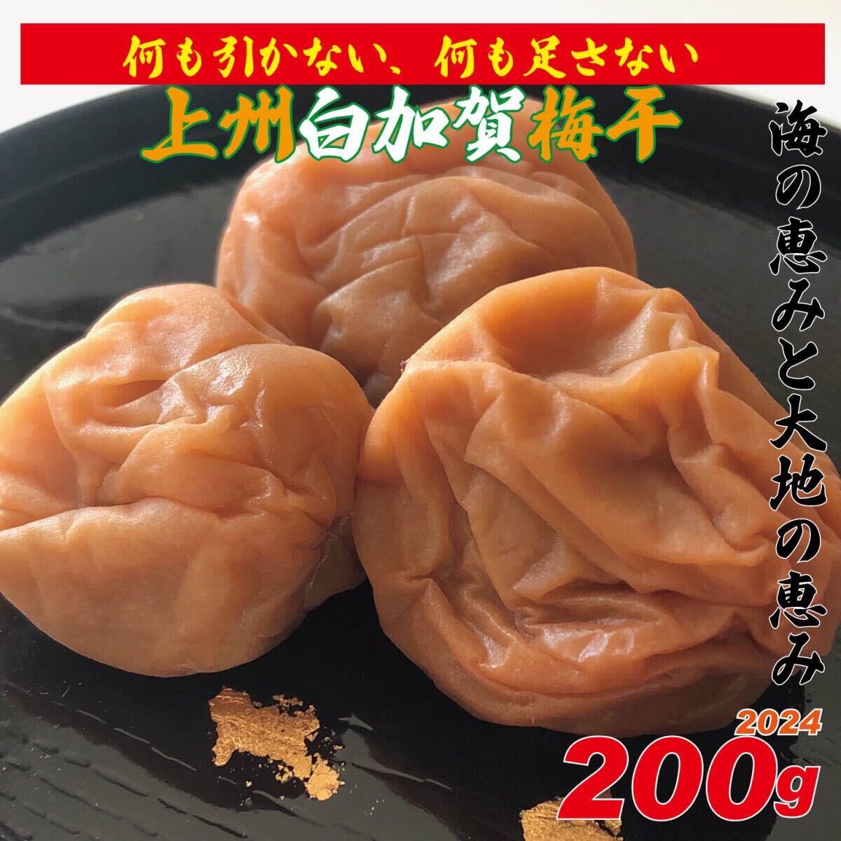 海の恵みと大地の恵み、天日塩使用の地下室手作り添加物不使用白加賀梅干200g拍卖